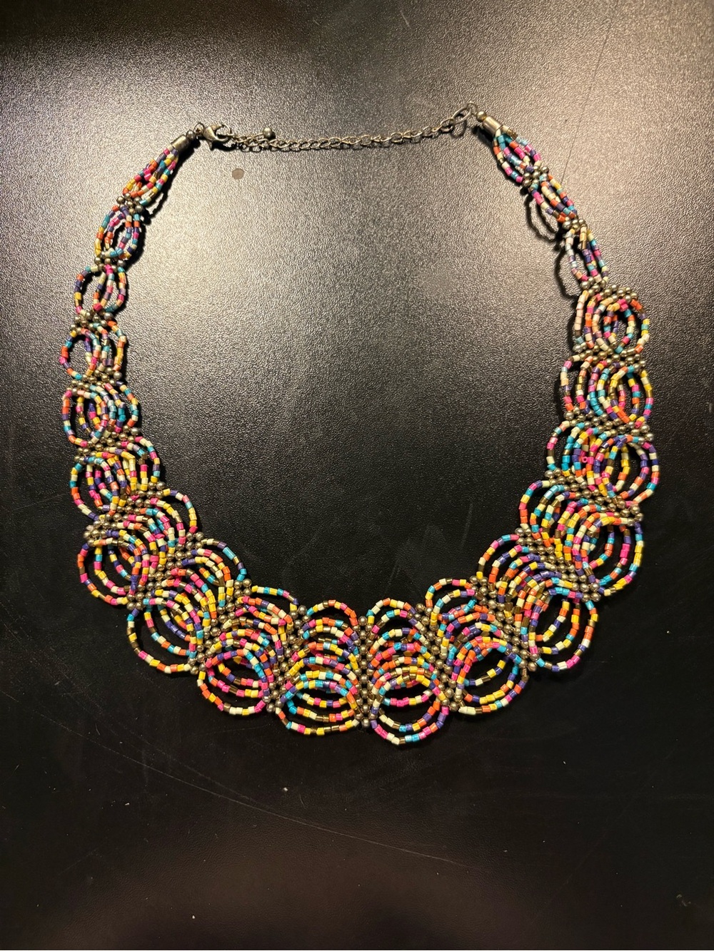 Vibrant beaded necklace.